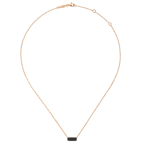 14K Rose Gold Rectangular Black Diamond Pendant Necklace - 0.2 ct - Shot 2