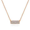 14K Rose Gold Rectangular Diamond Pendant Necklace - 0.19 ct