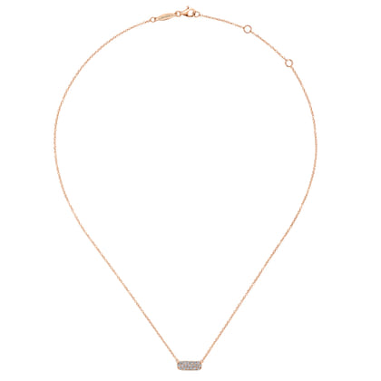 14K Rose Gold Rectangular Diamond Pendant Necklace