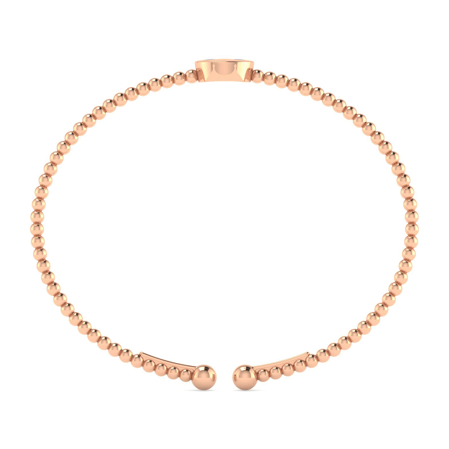14K Rose Gold Round A Initial Diamond Bujukan Cuff Bracelet - 0.04 ct - Shot 3