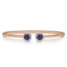 14K Rose Gold Round Amethyst and Diamond Halo Bujukan Bangle - 0.16 ct