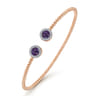 14K Rose Gold Round Amethyst and Diamond Halo Bujukan Bangle - 0.16 ct