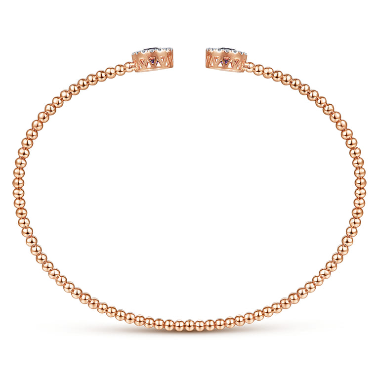 14K Rose Gold Round Amethyst and Diamond Halo Bujukan Bangle - 0.16 ct - Shot 3