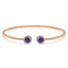 14K Rose Gold Round Amethyst and Diamond Halo Bujukan Bangle - 0.16 ct