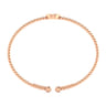 14K Rose Gold Round B Initial Diamond Bujukan Cuff Bracelet - 0.05 ct