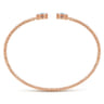14K Rose Gold Round Blue Topaz and Diamond Halo Bujukan Bangle - 0.16 ct