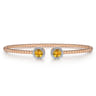 14K Rose Gold Round Citrine and Diamond Halo Bujukan Bangle - 0.16 ct