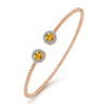 14K Rose Gold Round Citrine and Diamond Halo Bujukan Bangle - 0.16 ct
