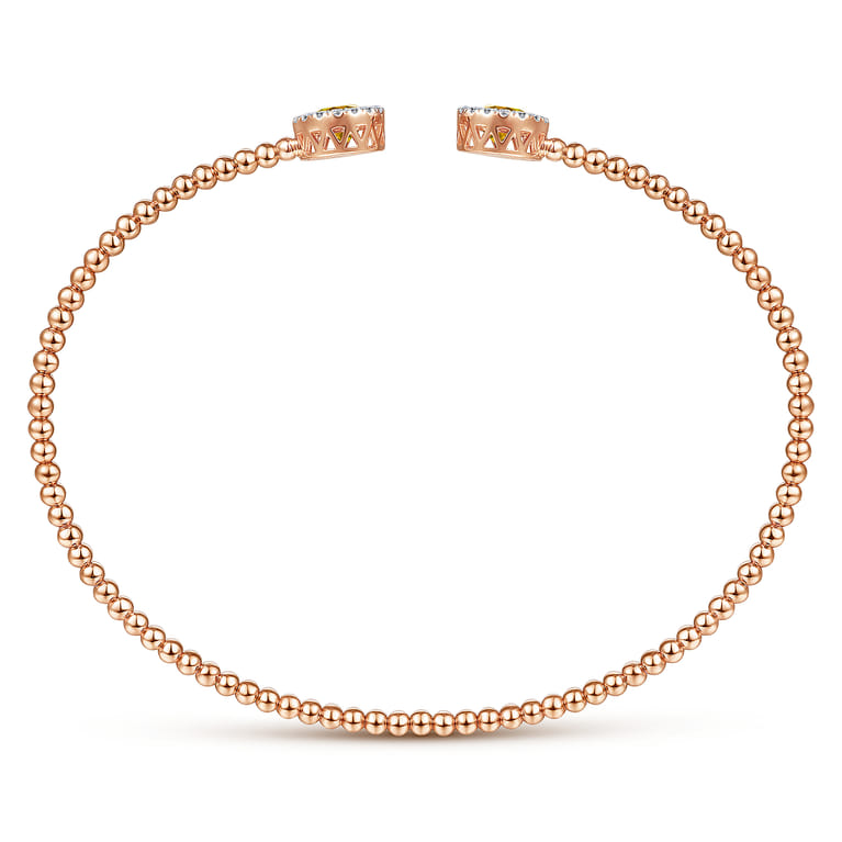 14K Rose Gold Round Citrine and Diamond Halo Bujukan Bangle - 0.16 ct - Shot 3