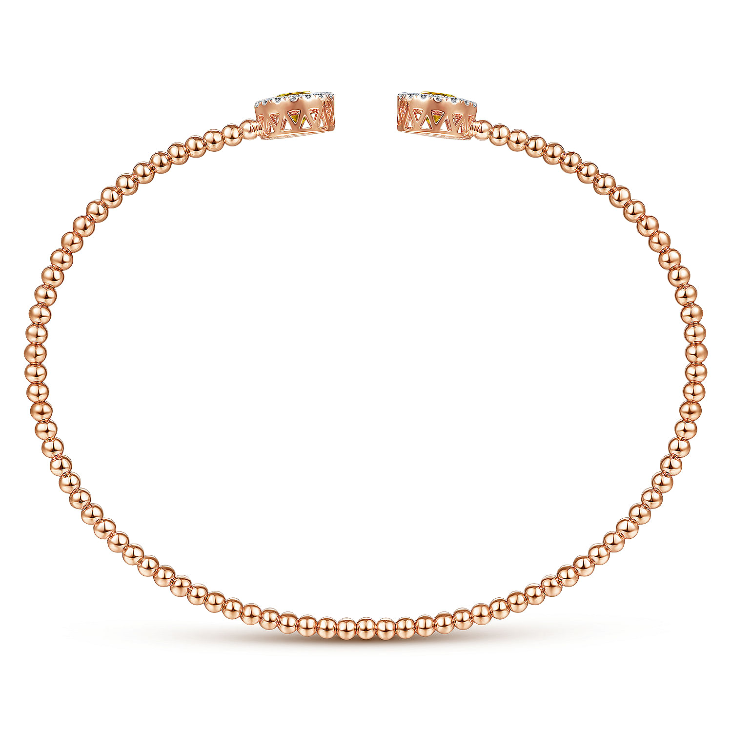 14K Rose Gold Round Citrine and Diamond Halo Bujukan Bangle