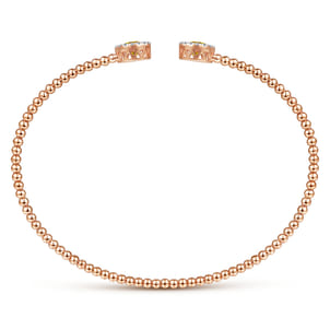 14K Rose Gold Round Citrine and Diamond Halo Bujukan Bangle