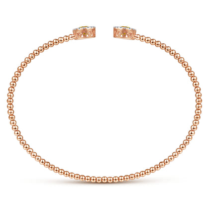 14K Rose Gold Round Citrine and Diamond Halo Bujukan Bangle