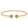 14K Rose Gold Round Citrine and Diamond Halo Bujukan Bangle - 0.16 ct