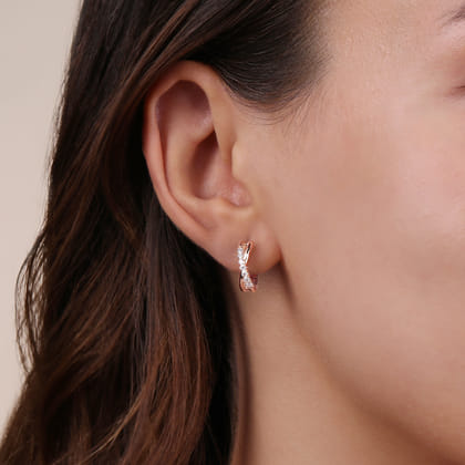 14K Rose Gold Round Cluster Diamond Stud Earrings