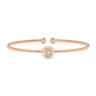14K Rose Gold Round D Initial Diamond Bujukan Cuff Bracelet - 0.05 ct