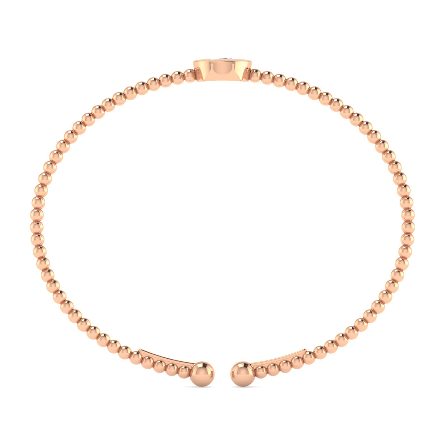 14K Rose Gold Round D Initial Diamond Bujukan Cuff Bracelet - 0.05 ct - Shot 3