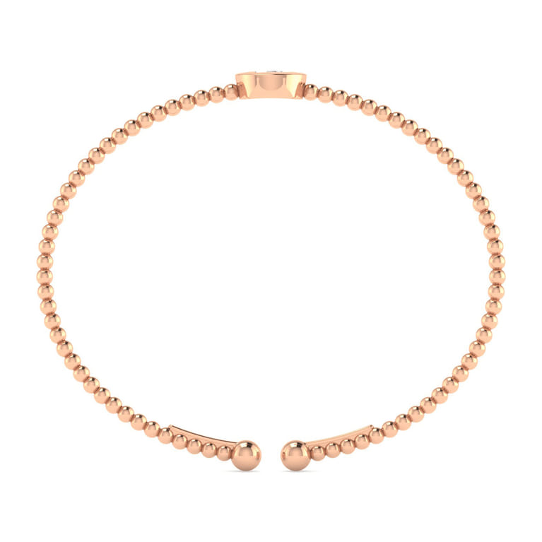 14K Rose Gold Round D Initial Diamond Bujukan Cuff Bracelet - 0.05 ct - Shot 3