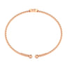14K Rose Gold Round D Initial Diamond Bujukan Cuff Bracelet - 0.05 ct