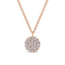 14K Rose Gold Round Diamond Disc Pendant Necklace - 0.25 ct