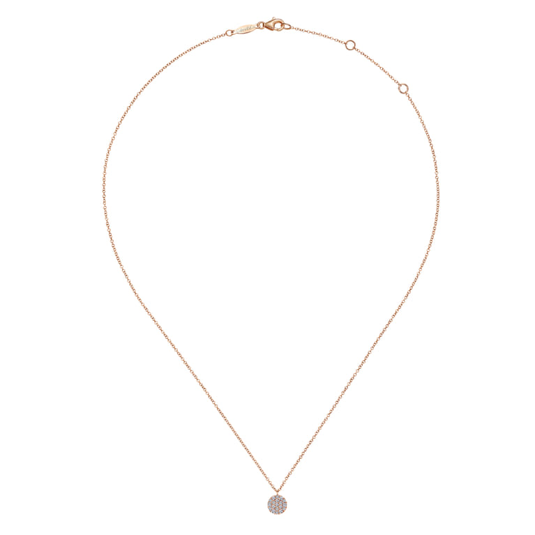 14K Rose Gold Round Diamond Disc Pendant Necklace - 0.25 ct - Shot 2