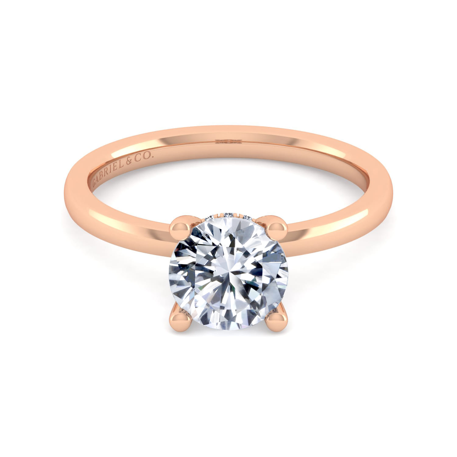 14K Rose Gold Round Diamond Engagement Ring