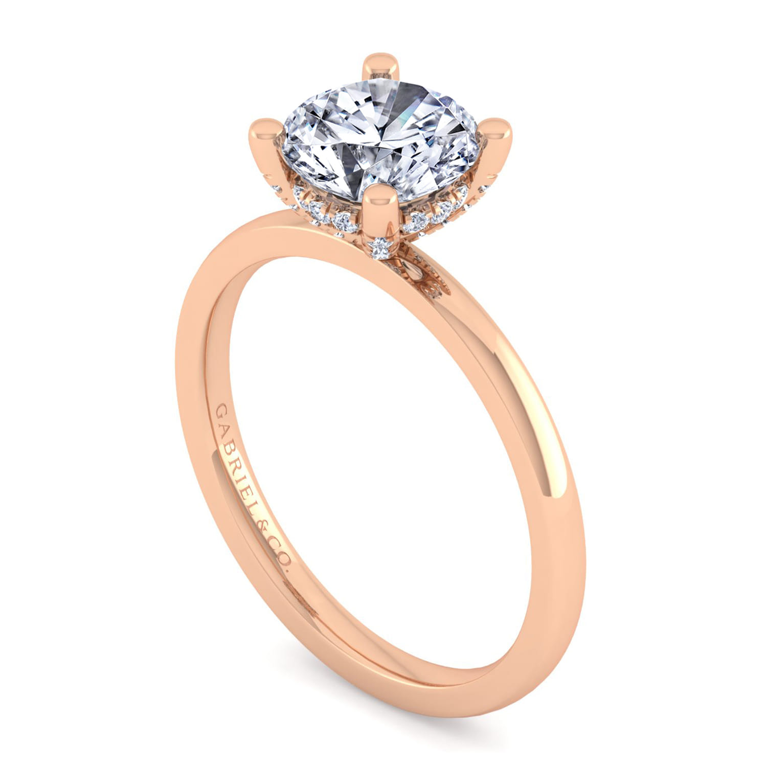 14K Rose Gold Round Diamond Engagement Ring