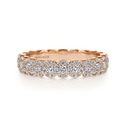 14K Rose Gold Round Diamond Halo Anniversary Band
