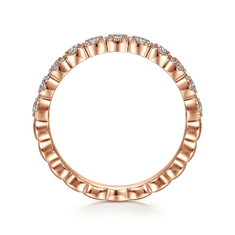 Fancy Wedding Ring in 14k Rose Gold with Round Natural Diamond at Gabriel & Co. - Shot 2