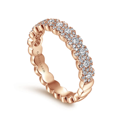 14K Rose Gold Round Diamond Halo Anniversary Band