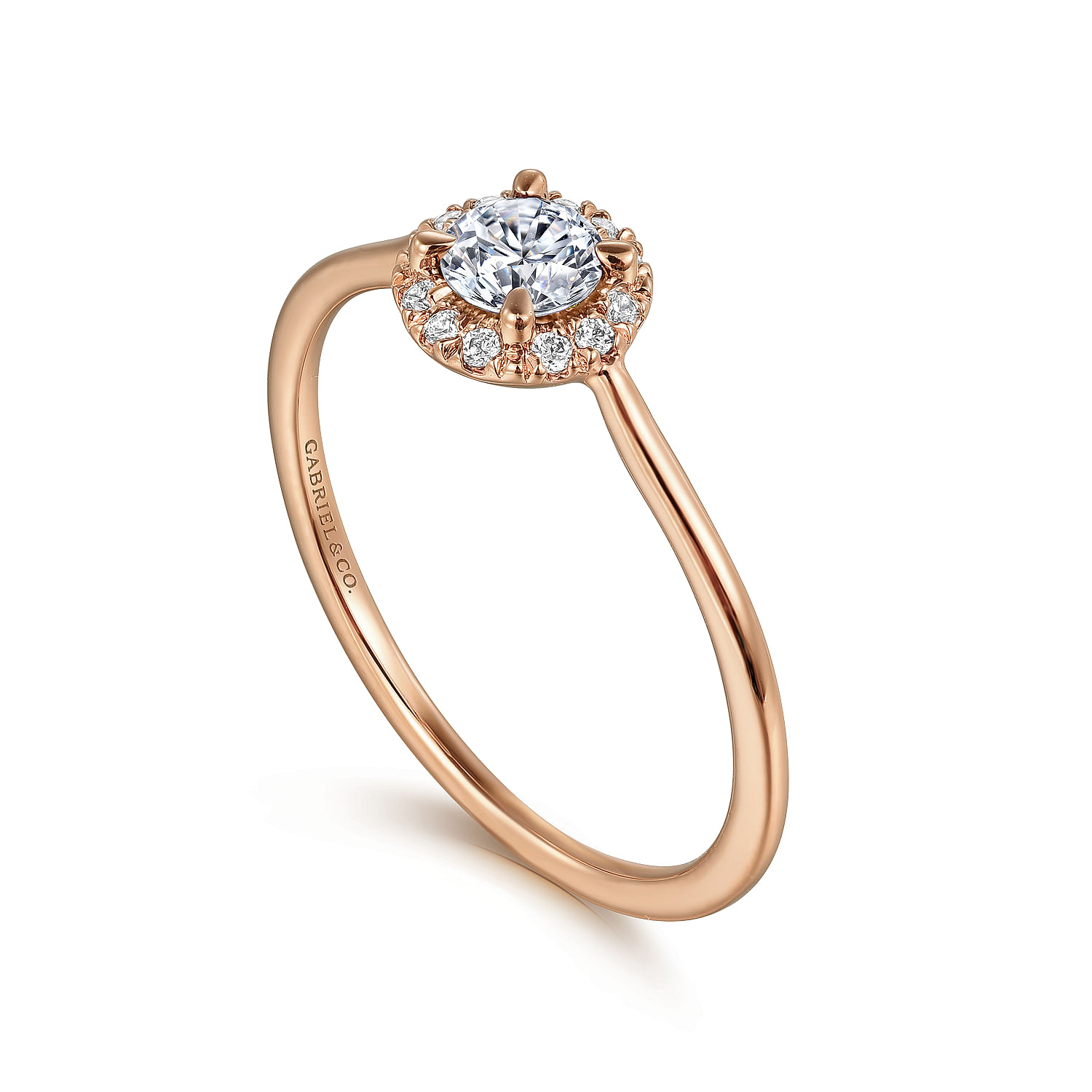 14K Rose Gold Round Diamond Halo Promise Ring - 0.3 ct - Shot 3