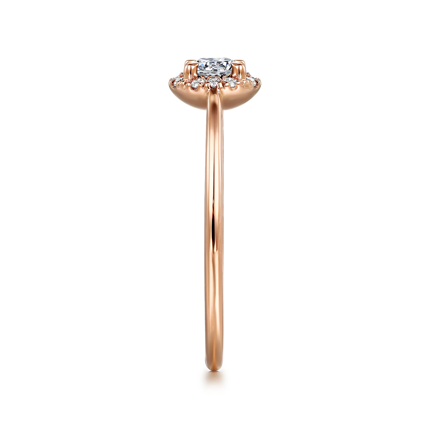 14K Rose Gold Round Diamond Halo Promise Ring - 0.3 ct - Shot 4