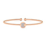 14K Rose Gold Round E Initial Diamond Bujukan Cuff Bracelet - 0.05 ct