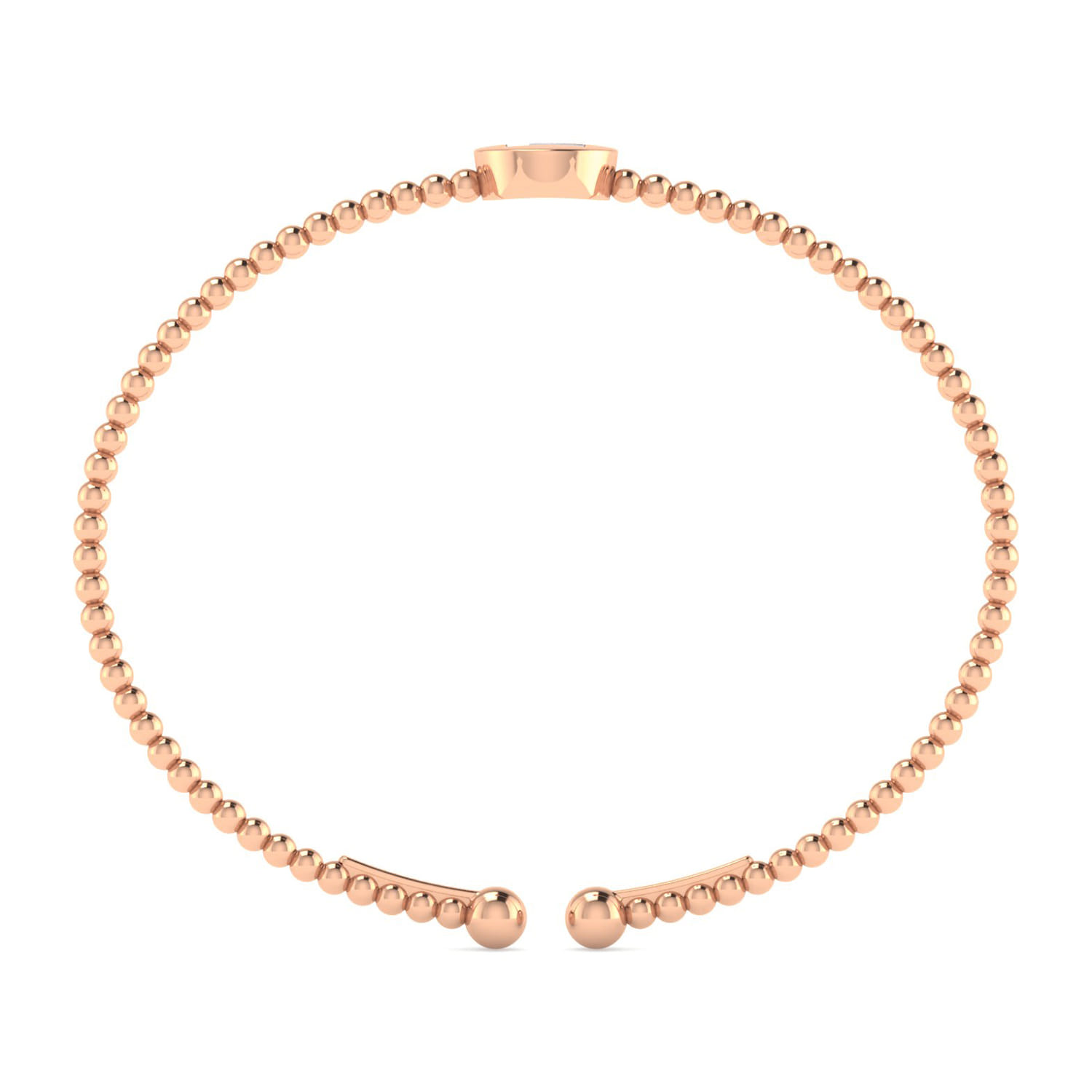 14K Rose Gold Round E Initial Diamond Bujukan Cuff Bracelet - 0.05 ct - Shot 3