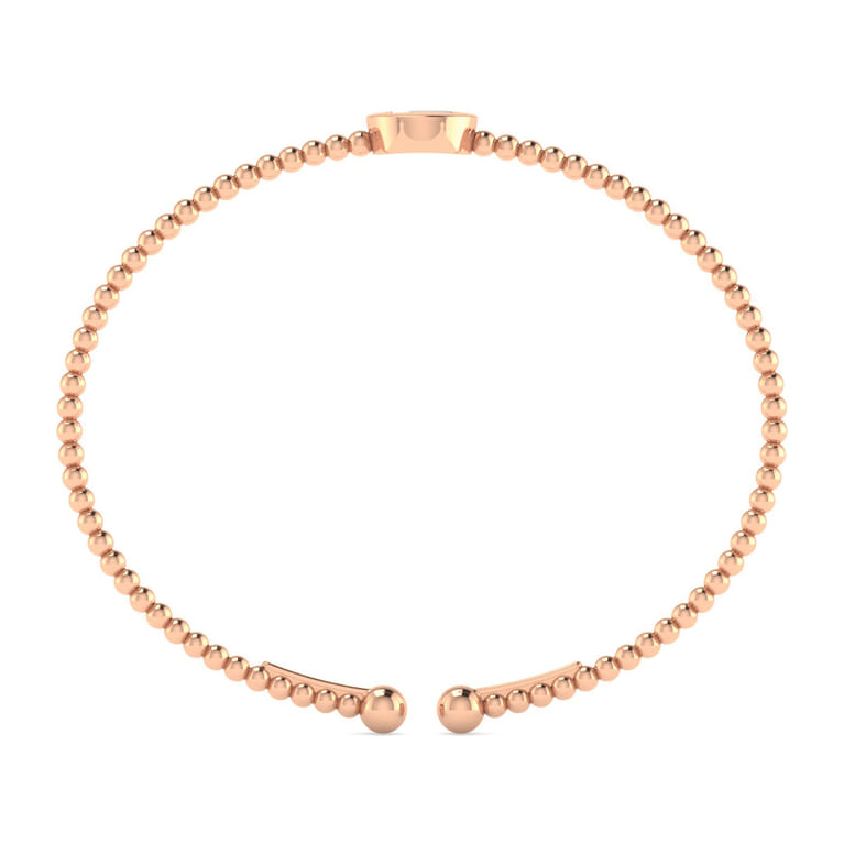 14K Rose Gold Round E Initial Diamond Bujukan Cuff Bracelet - 0.05 ct - Shot 3