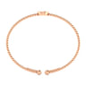 14K Rose Gold Round F Initial Diamond Bujukan Cuff Bracelet - 0.04 ct
