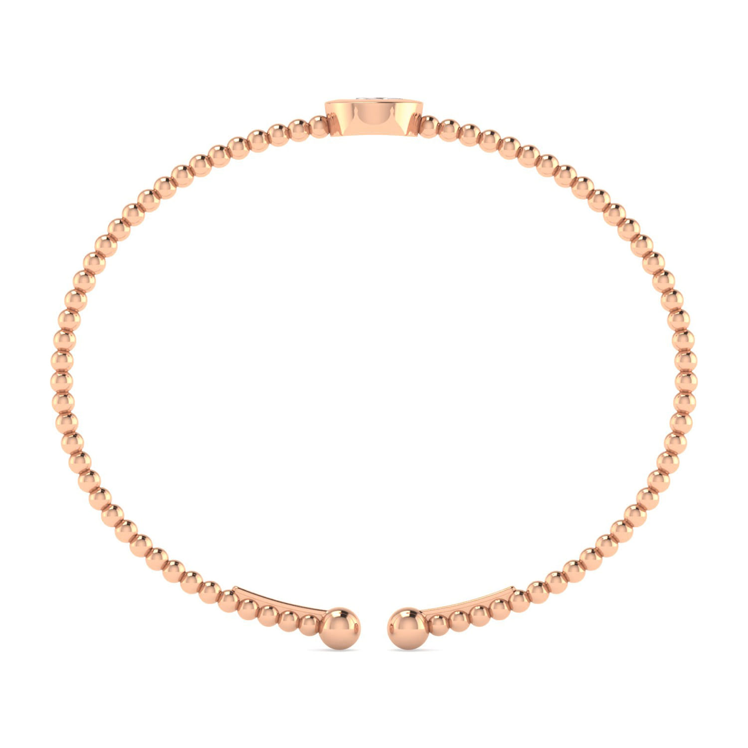 14K Rose Gold Round G Initial Diamond Bujukan Cuff Bracelet - 0.05 ct - Shot 3