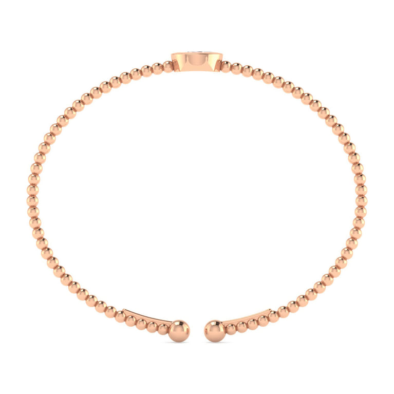 14K Rose Gold Round G Initial Diamond Bujukan Cuff Bracelet - 0.05 ct - Shot 3