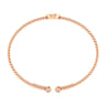 14K Rose Gold Round G Initial Diamond Bujukan Cuff Bracelet - 0.05 ct