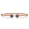 14K Rose Gold Round Garnet and Diamond Halo Bujukan Bangle - 0.16 ct