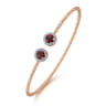 14K Rose Gold Round Garnet and Diamond Halo Bujukan Bangle - 0.16 ct