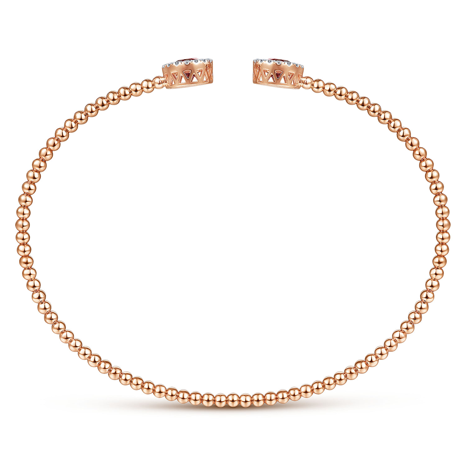 14K Rose Gold Round Garnet and Diamond Halo Bujukan Bangle