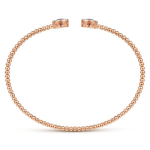 14K Rose Gold Round Garnet and Diamond Halo Bujukan Bangle