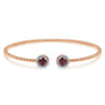 14K Rose Gold Round Garnet and Diamond Halo Bujukan Bangle - 0.16 ct