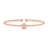 14K Rose Gold Round H Initial Diamond Bujukan Cuff Bracelet - 0.05 ct