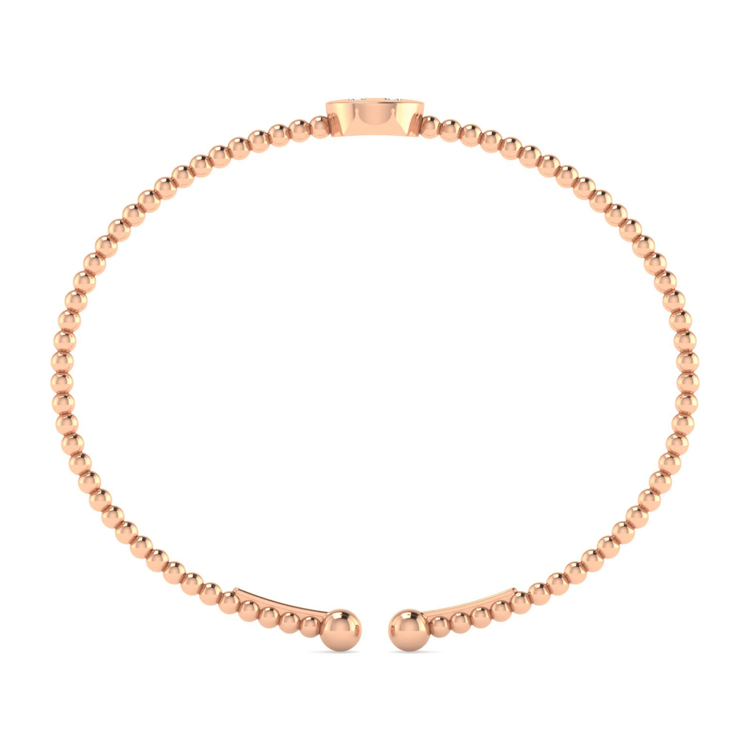 14K Rose Gold Round H Initial Diamond Bujukan Cuff Bracelet - 0.05 ct - Shot 3