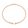14K Rose Gold Round H Initial Diamond Bujukan Cuff Bracelet - 0.05 ct