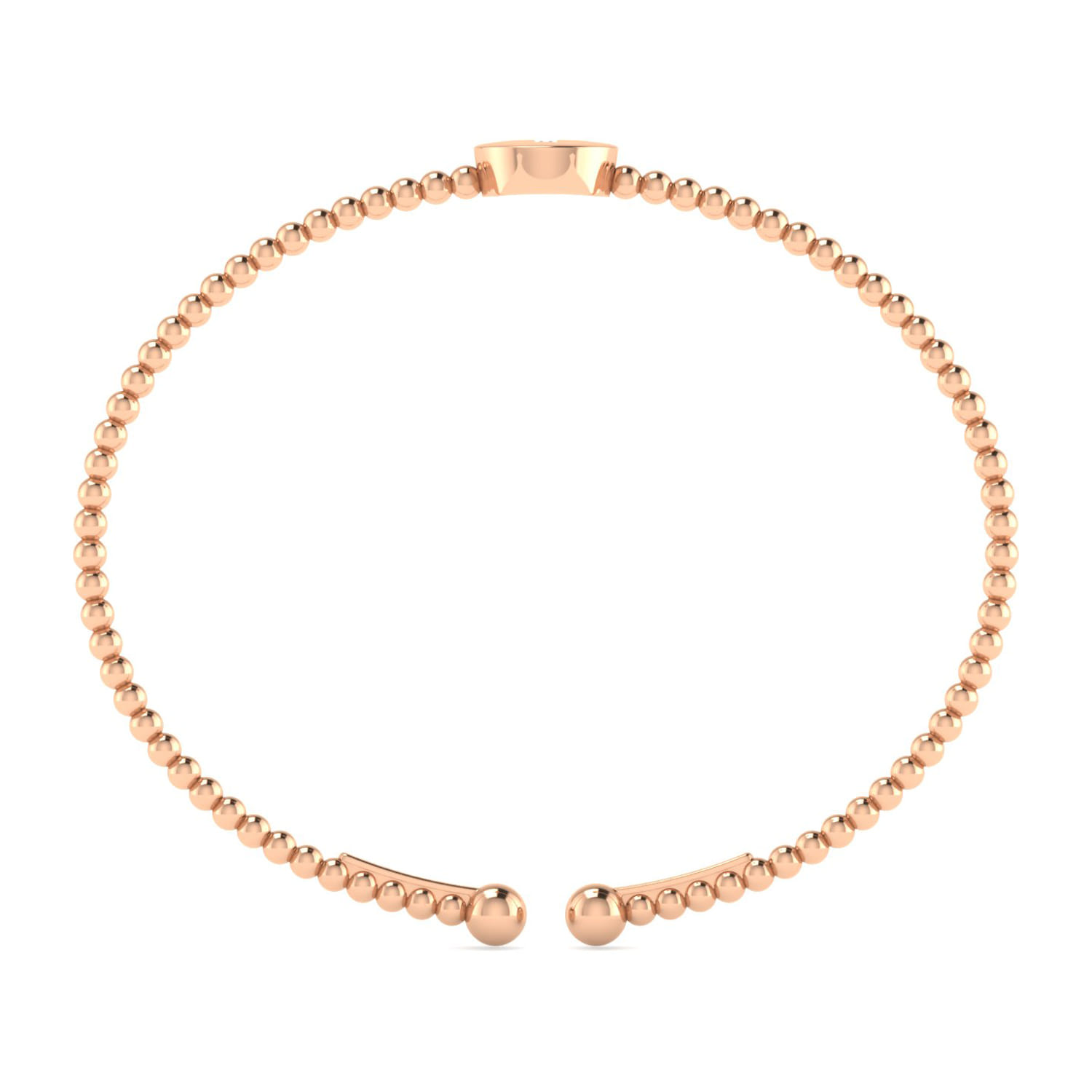 14K Rose Gold Round I Initial Diamond Bujukan Cuff Bracelet - 0.02 ct - Shot 3
