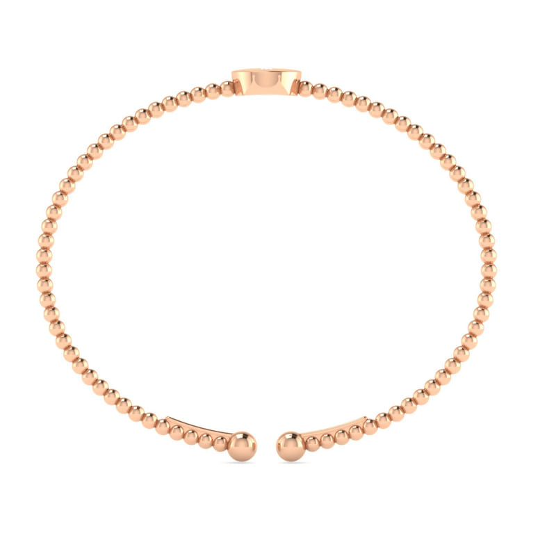 14K Rose Gold Round I Initial Diamond Bujukan Cuff Bracelet - 0.02 ct - Shot 3