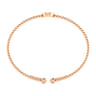14K Rose Gold Round I Initial Diamond Bujukan Cuff Bracelet - 0.02 ct