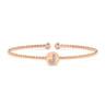 14K Rose Gold Round J Initial Diamond Bujukan Cuff Bracelet - 0.03 ct